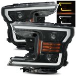 Ford F150 2018-2020 Glossy Black Projector Headlights Switchback LED DRL Signal Lights