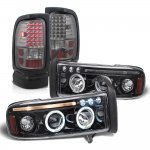 1997 Dodge Ram 2500 Smoked Halo Projector Headlights LED Tail Lights