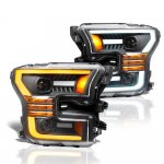 2015 Ford F150 Black Projector Headlights LED DRL Dynamic Signal Activation