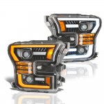 2015 Ford F150 Glossy Black Projector Headlights LED DRL Dynamic Signal Activation