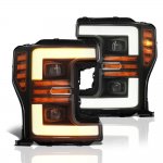 2018 Ford F450 Super Duty Black Projector Headlights LED DRL Dynamic Signal Activation