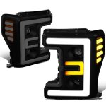 2018 Ford F250 Super Duty Black Smoked LED Tube DRL Projector Headlights