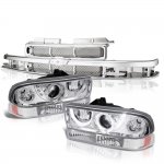 2000 Chevy Blazer Chrome Grille LED Halo Projector Headlights Set