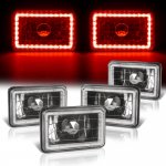 1989 Cadillac Brougham Red LED Halo Black Sealed Beam Headlight Conversion Low and High Beams