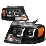 2004 Ford F150 Black LED DRL Projector Headlights