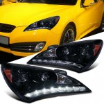 2011 Hyundai Genesis Smoked Projector Headlights LED DRL