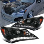 Hyundai Genesis 2010-2012 Black Projector Headlights LED DRL