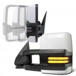 Chevy Silverado 2003-2006 White Power Folding Towing Mirrors Smoked LED DRL Lights