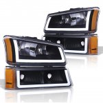 2003 Chevy Silverado 2500HD Black LED DRL Headlights Set