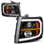 2014 Chevy Silverado 2500HD Black LED DRL Projector Headlights