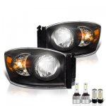 2008 Dodge Ram Black LED Headlight Bulbs Set Complete Kit