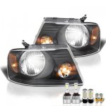 Ford F150 2004-2008 Black LED Headlight Bulbs Set Complete Kit