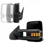 2017 GMC Sierra 2500HD Glossy Black Power Folding Tow Mirrors Conversion Smoked LED Lights
