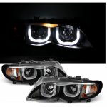 BMW 3 Series E46 Sedan 2002-2005 Black U-Bar Halo Projector Headlights