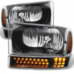 1999 Ford F350 Black Headlights LED Bumper Lights 1999 Ford F350 Black Headlights LED Bumper Lights