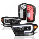 2022 Toyota Tacoma TRD Black Projector Headlights LED Tail Lights Sequential Tube Signal