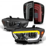 Toyota Tacoma TRD 2016-2023 Smoked Projector Headlights LED Tail Lights Sequential Tube Signal