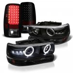 2000 Chevy Tahoe Black Halo Projector Headlights LED Tail Lights
