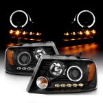 2004 Ford F150 Black Projector Headlights with Halo and LED