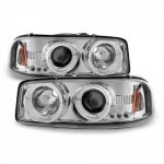 1999 GMC Sierra Clear Dual Halo Projector Headlights with LED
