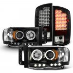 2002 Dodge Ram Black Projector Headlights and LED Tail Lights