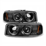 2005 GMC Yukon Denali Black Dual Halo Projector Headlights with LED