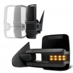 Chevy Avalanche 2007-2013 Glossy Black Power Folding Tow Mirrors Smoked LED Lights