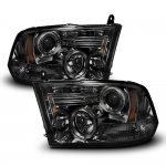 Dodge Ram 2500 2010-2018 Smoked Halo Projector Headlights with LED DRL