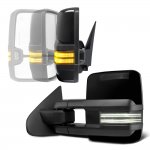 Chevy Silverado 2007-2013 Glossy Black Power Folding Tow Mirrors Smoked Switchback LED DRL Sequential Signal