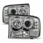 2001 Ford Excursion Clear Dual Halo Projector Headlights with LED