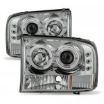 2000 Ford Excursion Clear Dual Halo Projector Headlights with LED