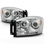 2007 Dodge Ram 2500 Clear Dual Halo Projector Headlights LED