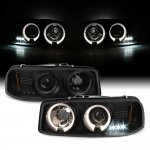 2002 GMC Yukon Black Smoked Dual Halo Projector Headlights with LED 2002 GMC Yukon Black Smoked Dual Halo Projector Headlights with LED