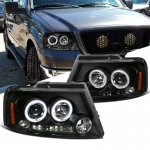 2004 Ford F150 Black Dual Halo Projector Headlights with LED