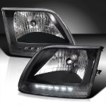 2000 Ford Expedition Black Crystal Headlights with LED DRL