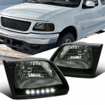 2002 Ford F150 Smoked Crystal Headlights LED DRL