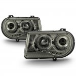 Chrysler 300C 2005-2010 Smoked Halo Projector Headlights with LED