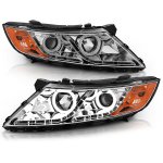 Kia Optima 2011-2015 Projector Headlights Chrome Halo LED DRL
