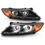 Kia Optima 2011-2015 Halogen Projector Headlights Black CCFL Halo LED DRL