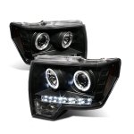 2010 Ford F150 Black Dual Halo Projector Headlights LED DRL