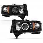 2000 Dodge Ram 3500 Black Halo Projector Headlights with LED