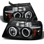 2006 Ford F150 Black Dual CCFL Halo Projector Headlights with LED