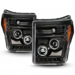 2016 Ford F250 Black LED Halo Projector Headlights  DRL