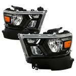 Dodge Ram 1500 2019-2023 Black Halogen Headlights