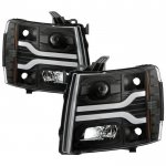 Chevy Silverado 2500HD 2007-2014 Black LED Low Beam Projector Headlights Facelift DRL