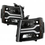 2012 Chevy Silverado 2500HD Black LED Low Beam Projector Headlights Facelift DRL