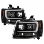 Chevy Avalanche 2007-2013 Black LED Low Beam Projector Headlights DRL