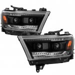 Dodge Ram 1500 2019-2022 Black Full LED Projector Headlights DRL Dynamic Signal