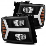 2011 Chevy Silverado Black Projector Headlights LED DRL Dynamic Signal Activation