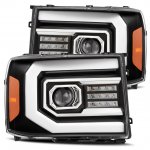 GMC Sierra 3500HD 2007-2014 Black Projector Headlights LED DRL Dynamic Signal Activation